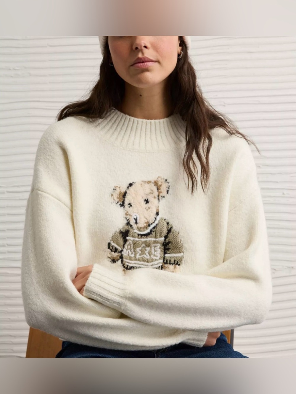 American Eagle AE Snow Stopper Teddy Bear Crewneck Sweater Top Medium M Women’s